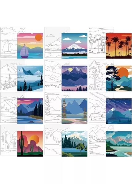 Quality Matte Finish Landscape Paint By Numbers Canvas With Wooden Frame for sale