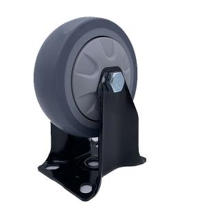 China 5 Inch Grey Rigid Fixed Soft Rubber Industrial Caster Wheels wholesale