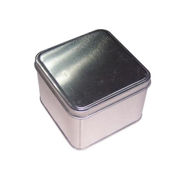 Spot Color Square Tin Box Silver Storage Tins Empty Tin Canisters with Customized Design