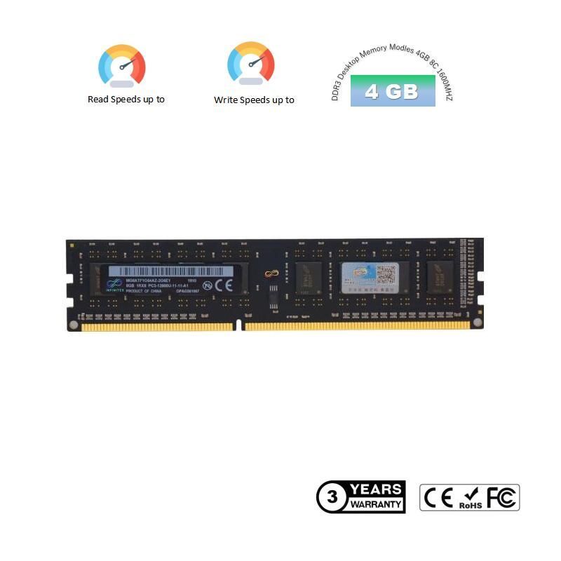 DDR3 240pin 4GB 1600MHz Udimm PC-12800 1.35V Non Ecc Gen 3 Memory Consumer Garde Memory Module