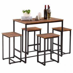 Customized 5pc Pine Dinning Table And Chair Set Glossy Finish