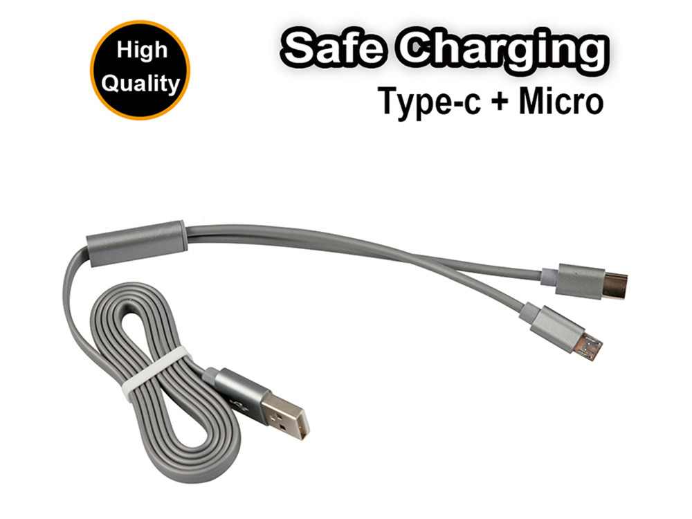 Safe Charging USB Extension Cable TPE 2 In 1 Usb Cord For Smartphone Portable