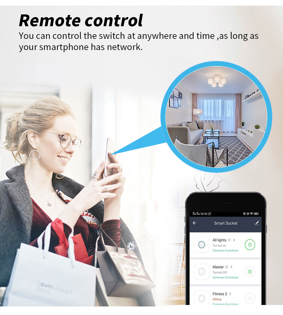 US Plug Smart Homekit Socket 16A 2 Pin DIY Wifi Enabled Plug Socket