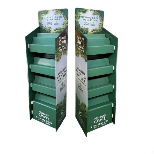 Quality Green Cardboard Counter Display Stair Step Display With Plastic Piston Rod for sale