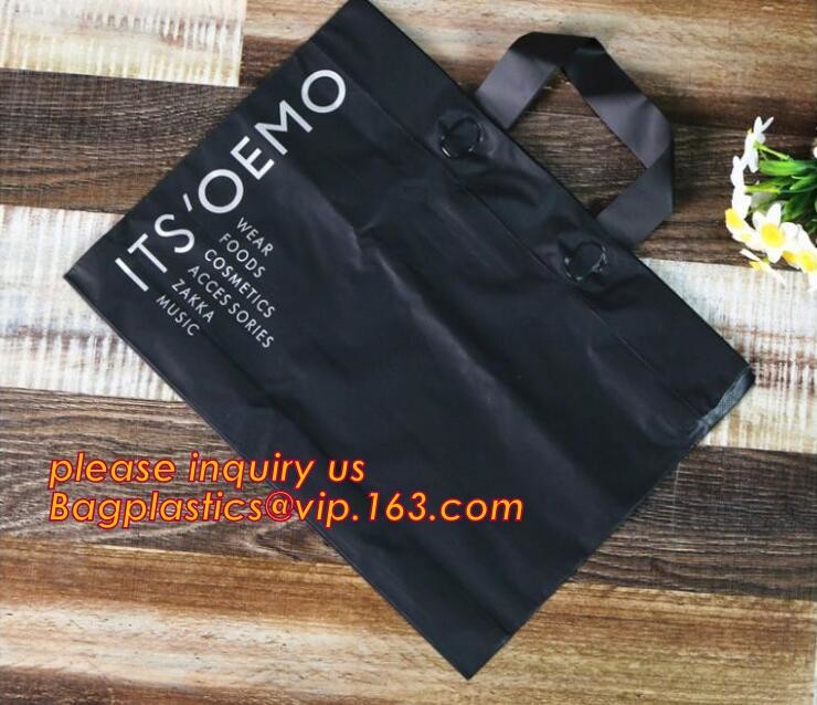 Promotional customized high quality soft loop plastic cloth bag,manufacturer custom soft loop handle polyethylene PE pla