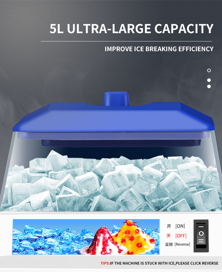 300KGS Per Hour Snow Ice Shaver Machine 320rpm Commercial Shaved Ice Maker 300w