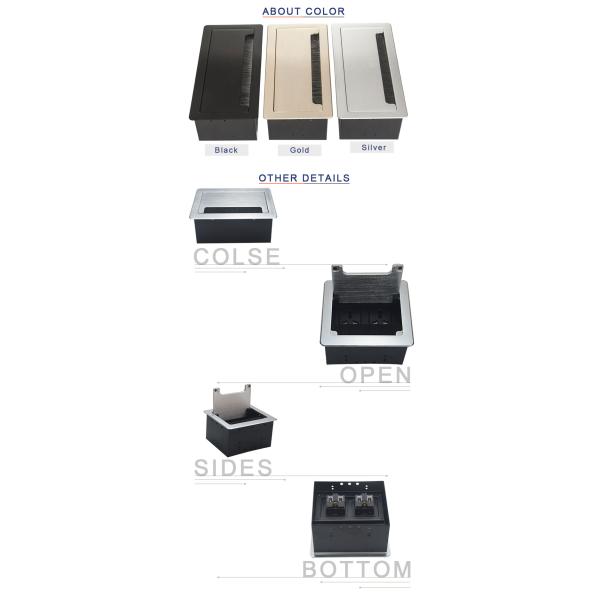 Brushed Aluminum Multimedia Office Hidden Desktop Power Socket Box
