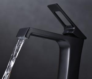 bathroom Black Waterfall Mixer Taps Ceramic Valve Desk Mounted