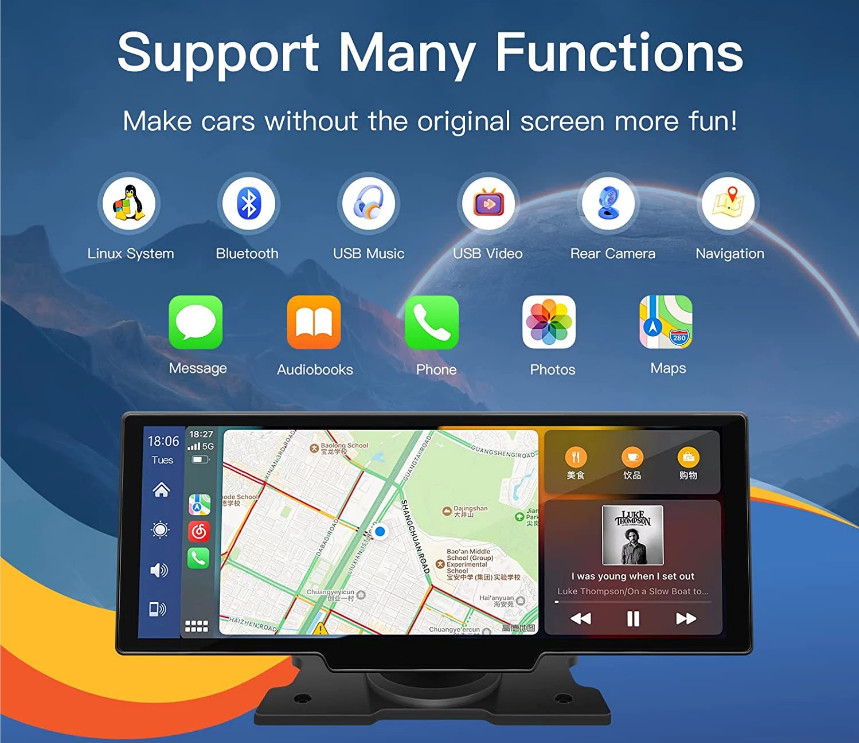 4K 10.26" Car DVR Android Carplay Dashboard Auto ADAS WiFi Dash Cam