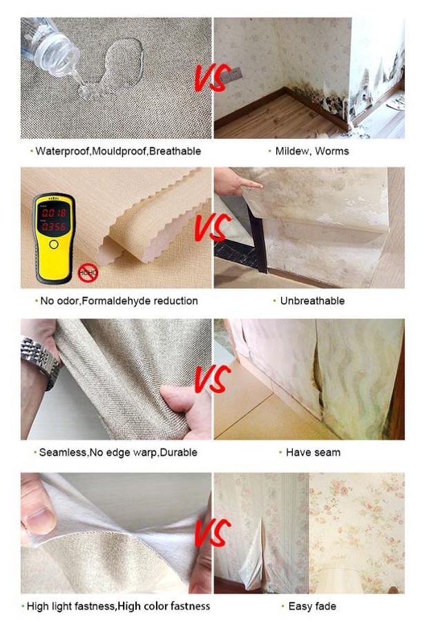 Fireproof Fabric Wall Covering Anti mild Self Cleaning
