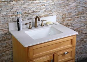 China White Custom Bathroom Vanity Tops Narrow Square Single Sink Prefabricated wholesale