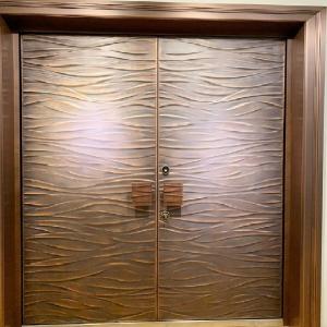 Cast Bronze And Copper Exterior Front Double Doors For Villa Apartment