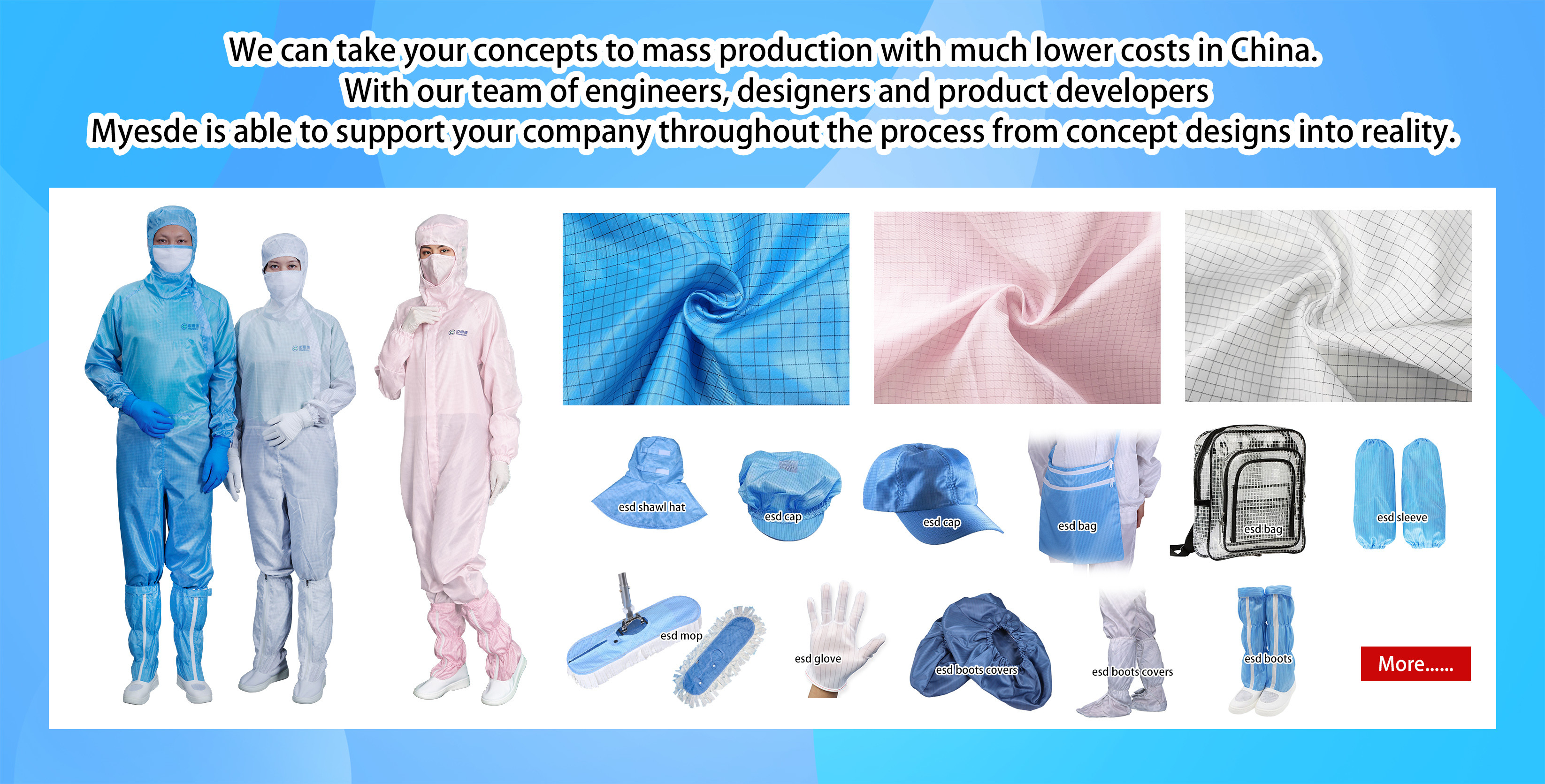 Durable 100D ESD Fabric With 5mm Stripe For Cleanroom Apparel And Workwear