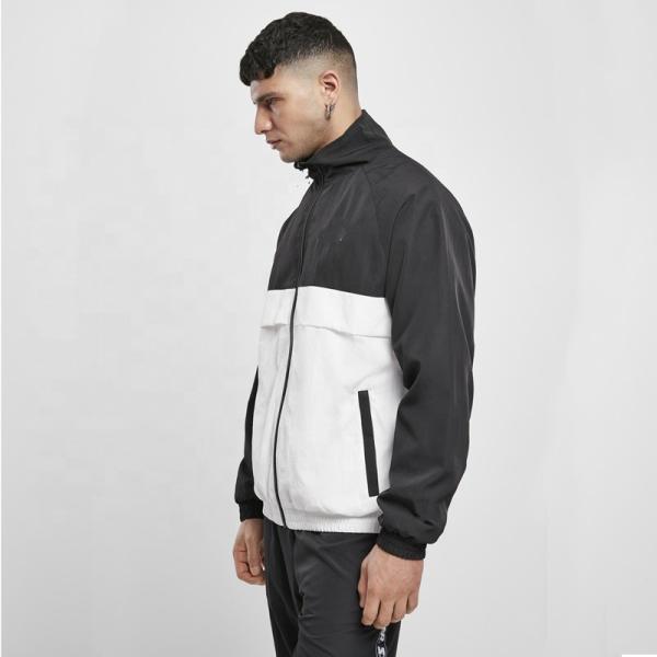 Color Blocked Sports Track Jackets Polyester Woven Zip Up Outwear