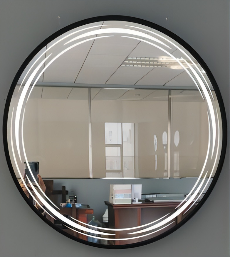 60cm Dia Aluminum Frame Bathroom Mirror Clear Reflection Effect