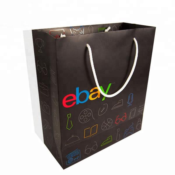 Offset Printing Black Paper Gift Bags With Handles Eco Friendly