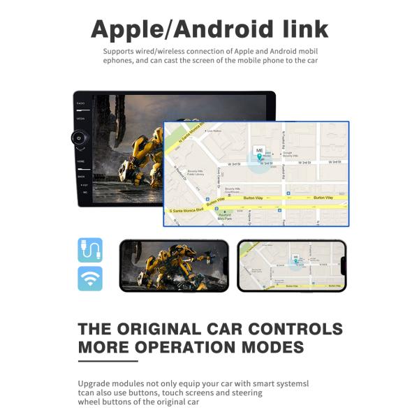 Dashboard Placement 1Din Android System Car Radio with 9/10 Inch Touch Screen and Knob