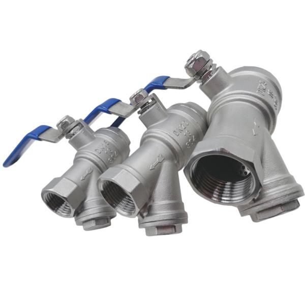 Stainless Steel Long Lever Handle Filter Spherical Bullet Ball Valve Straight Through Type