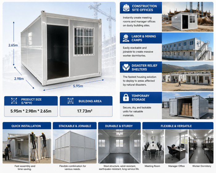 20ft Fast-Deploy Folding Container House (17.7m²)