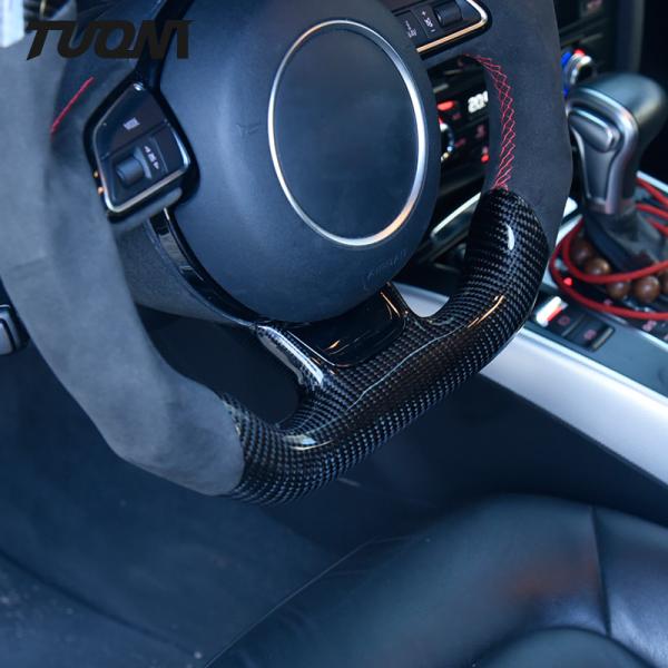 Custom Suede Leather Audi Carbon Fiber Steering Wheel Automotive Accessories