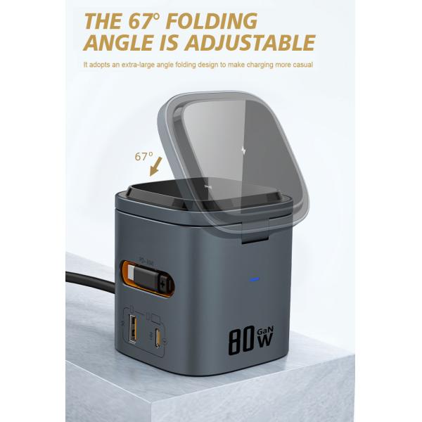 80W 6 In 1 Multi Function Wireless Charger Gallium Nitride Laptop Wireless Power Charger