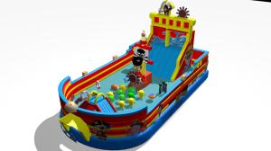 China Pirate Ship Big Inflatable Slide Bouncer Blue Red Yellow color on sale