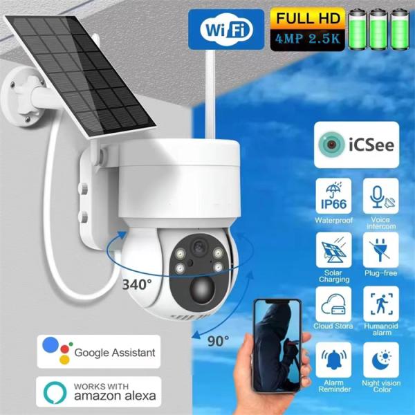 Solar Panel 2MP WiFi Solar CCTV PTZ Camera Outdoor 1080P Wireless Solar Security WiFi Battery Power Network Camera