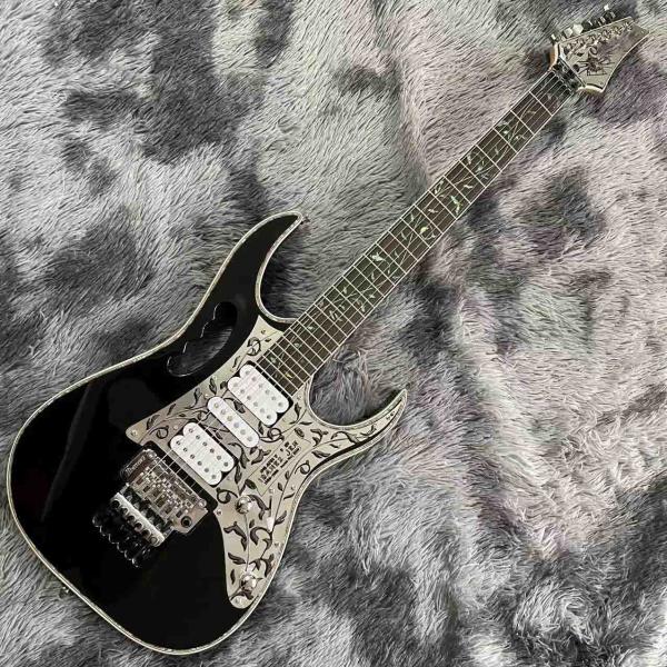Quality Custom Black Electric Guitar With Metal Pickguard Floyd Rose Bridge Chrome Hardware Tree of Life Inlay Can be customized for sale