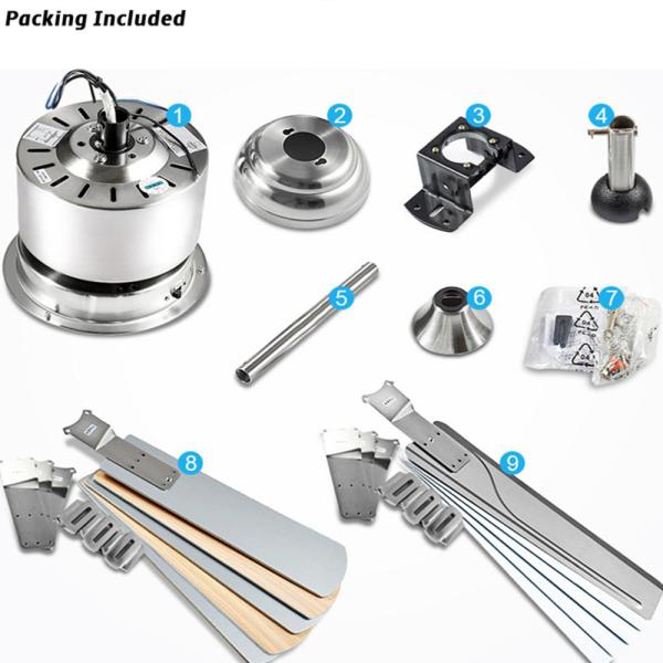 Ceiling Fan light with remote control Brushed Nickel Fans 42 48 52 inch 110v 220v white ceiling fan Light(WH-CLL-10)