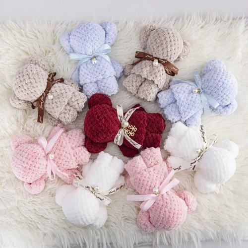 Quality Solid Color Bunny Bear Shape Coral Velvet Hand Towel Polyester Towel for All Ages for sale