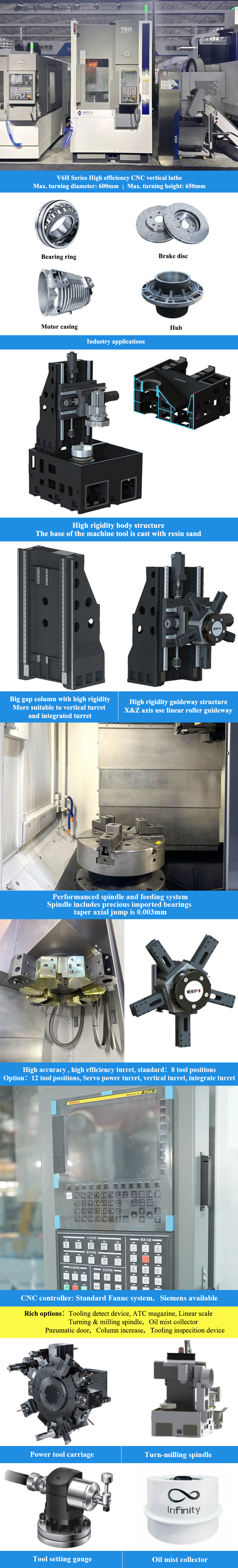 SMTCL High-efficiency Vertical CNC Lathe V6H Heavy Duty Vertical Lathe Machine
