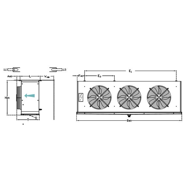 Cold Storage Evaporative Air Cooler 1350rpm With Water Defrosting Hot fluorine defrosting Explosion proof cooler