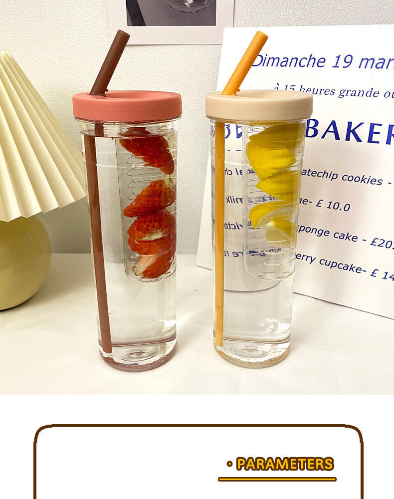 Portable Personalized Clear Custom Printed Plastic Water Bottles 600ml BPA Free Water Bottle With Straw Leak Proof For Kids Daily Use 17.5*7.5cm140g