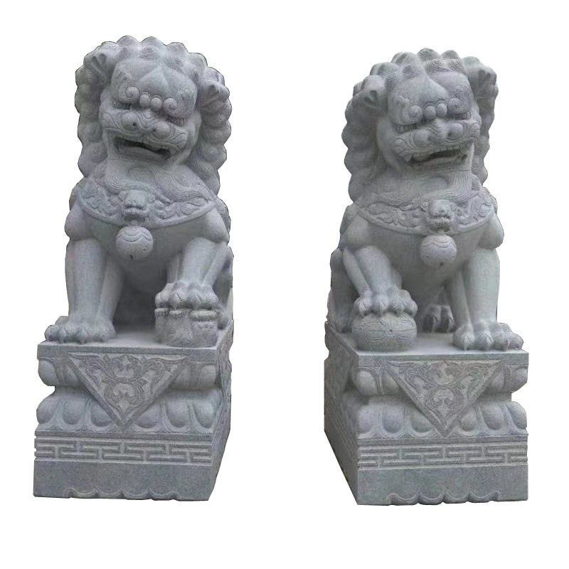 China Temple Pagodas Stone Lion Statues Mansions Stone Animal Sculpture wholesale