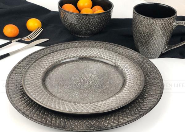 Quality Reactive Embossed Glaze Ceramic Dinnerware Sets Unique Dinnerware Sets for sale