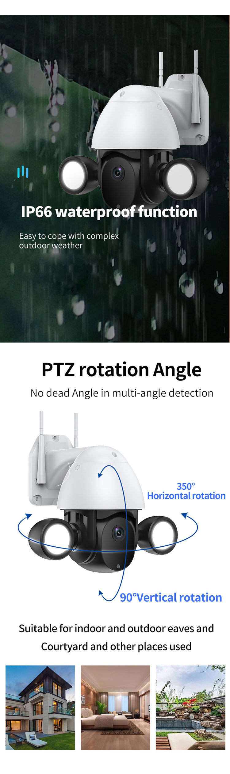 Night Vision Security Smart Home 3mp Wifi Ptz Camera Automatic Track Two Way Voice