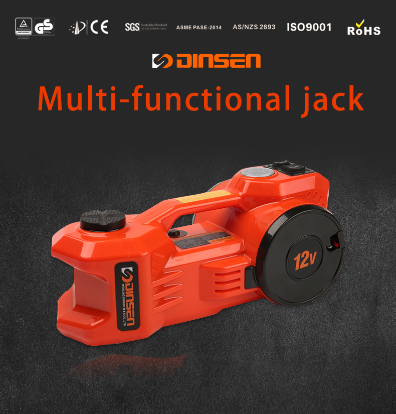 Car DC 12V Multi-Functional Electric Hydraulic Floor Jack with Inflating Pump,Design of current overload protection