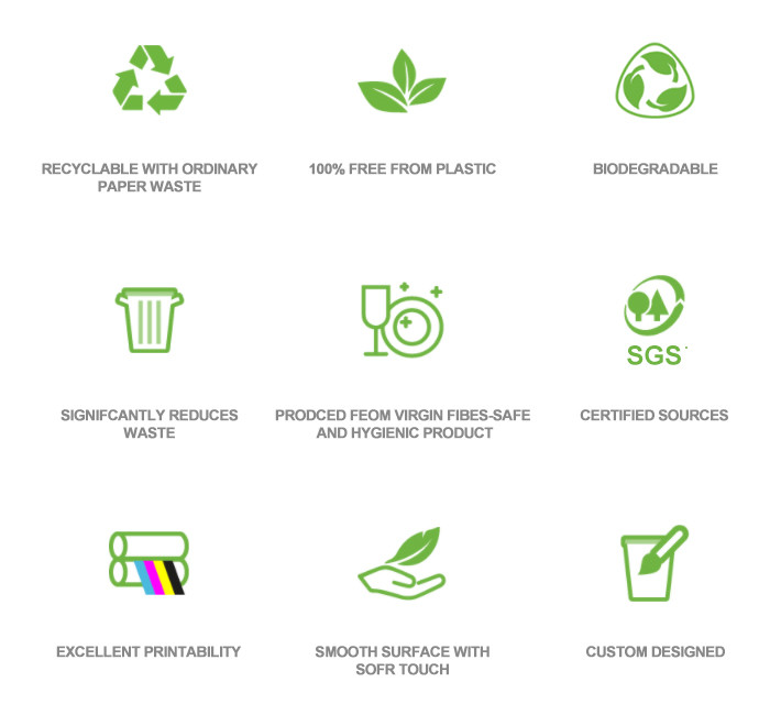 60gsm Biodegradable Food Packaging Materials Compostable For Bakery