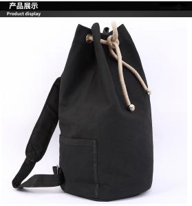 Black Drawstring Sports Backpack , Large Capacity Cinch String Backpack