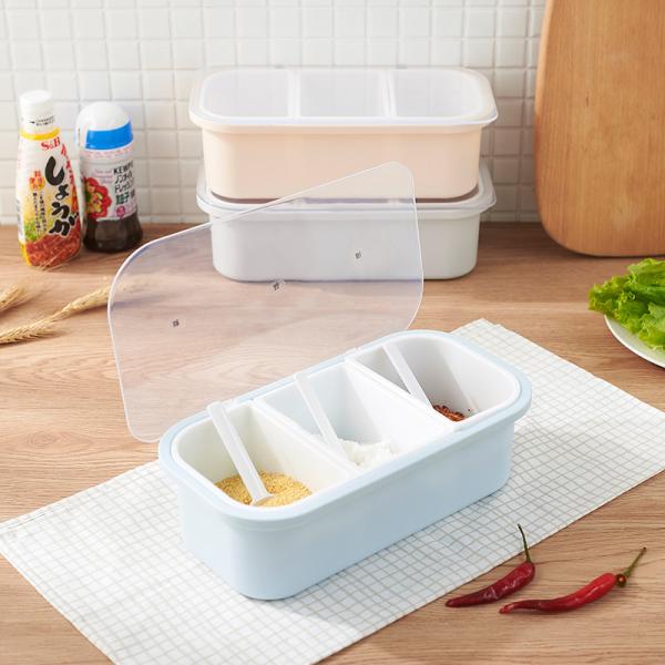 Quality Cooking Condiment Flip Cover Partition Seasoning Plastic Salt Box for sale