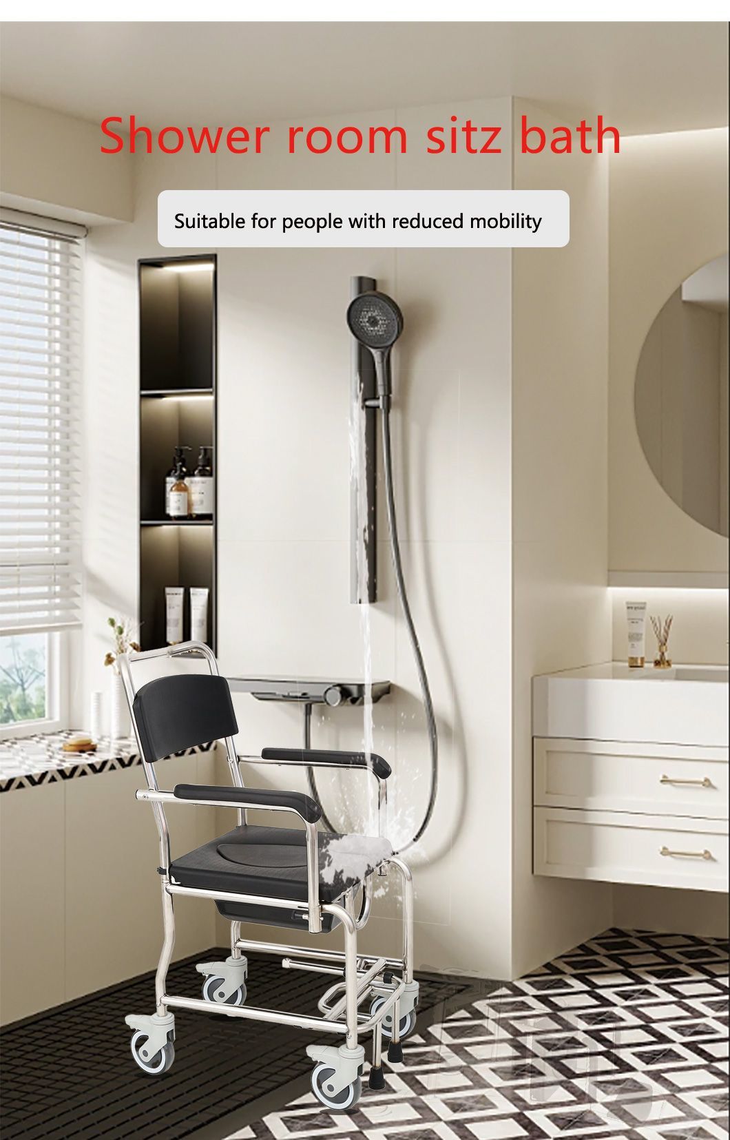 Wholesale Manufacturer&prime;s High-Quality Steel Light Weight Commode Wheelchair for Disabled Person