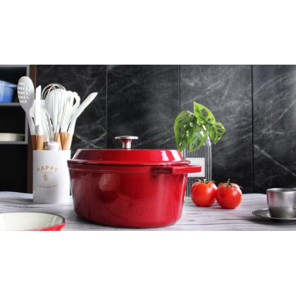 Enamel Iron Stew Pot 4.5L / 6.8L Two Handles For Kitchenware