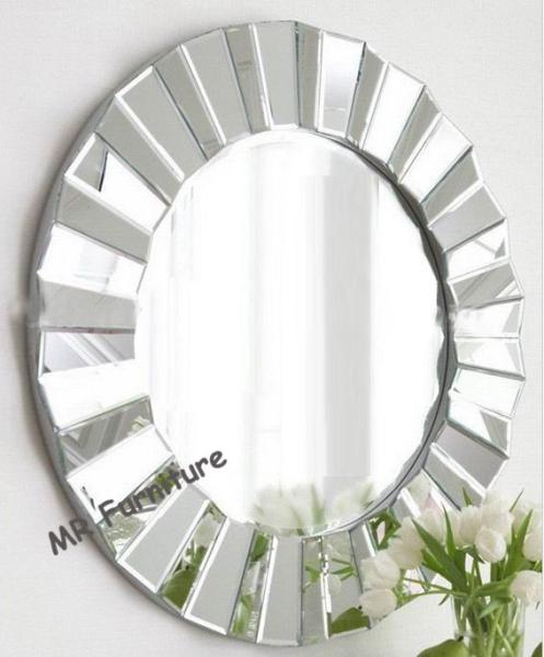 Quality Full Beveled Wall Mirror Decor , Framless 3D Decorative Round Wall Mirrors for sale
