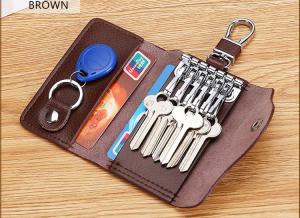 China Cowhide waist key chain household large capacity fashion multi-function car lock key bags wholesale
