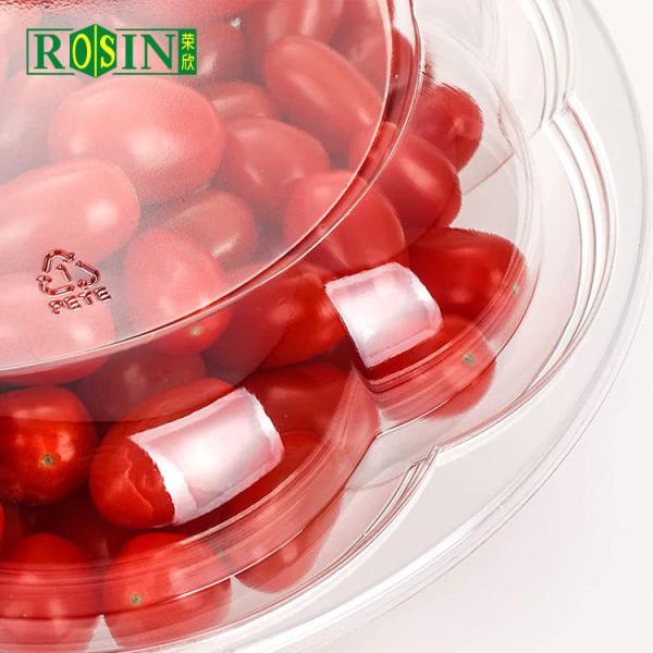 64oz Custom PET Round Plastic Fruit Packaging Plastic Food Packaging With Lid