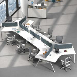White L Shape Modular Open Space Desk 6 Person Office Workstation