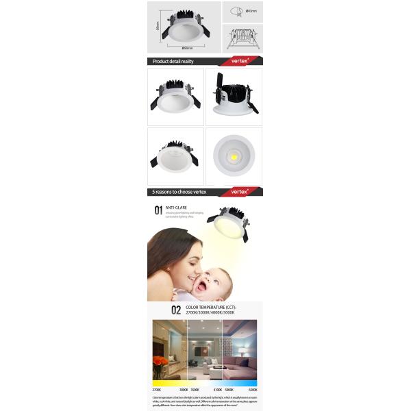 VERTEX Round Shape Dimmable LED Downlights Easy Installation
