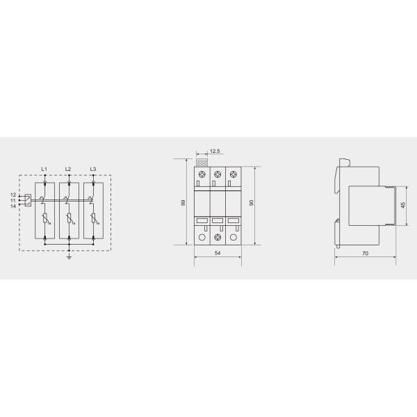 BR275-60 3P SPD 60kA CE TUV Type 2 Surge Protection Device 275v lightning surge protector