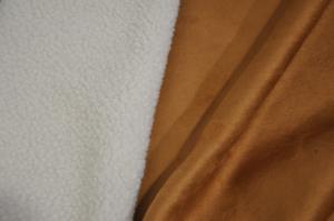 China 470gsm Fur Solid Sherpa Solid Suede 100p Bonded Fleece Fabric wholesale
