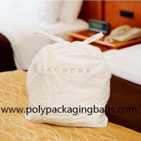 Quality Biodegradable LDPE Plastic Laundry Bag With Cotton String Rope for sale